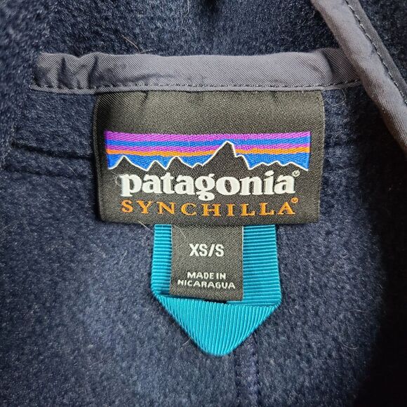 Patagonia Synchilla Fleece Poncho Womens XS/S Blue Hooded Jacket Cape Pullover - Picture 8 of 12